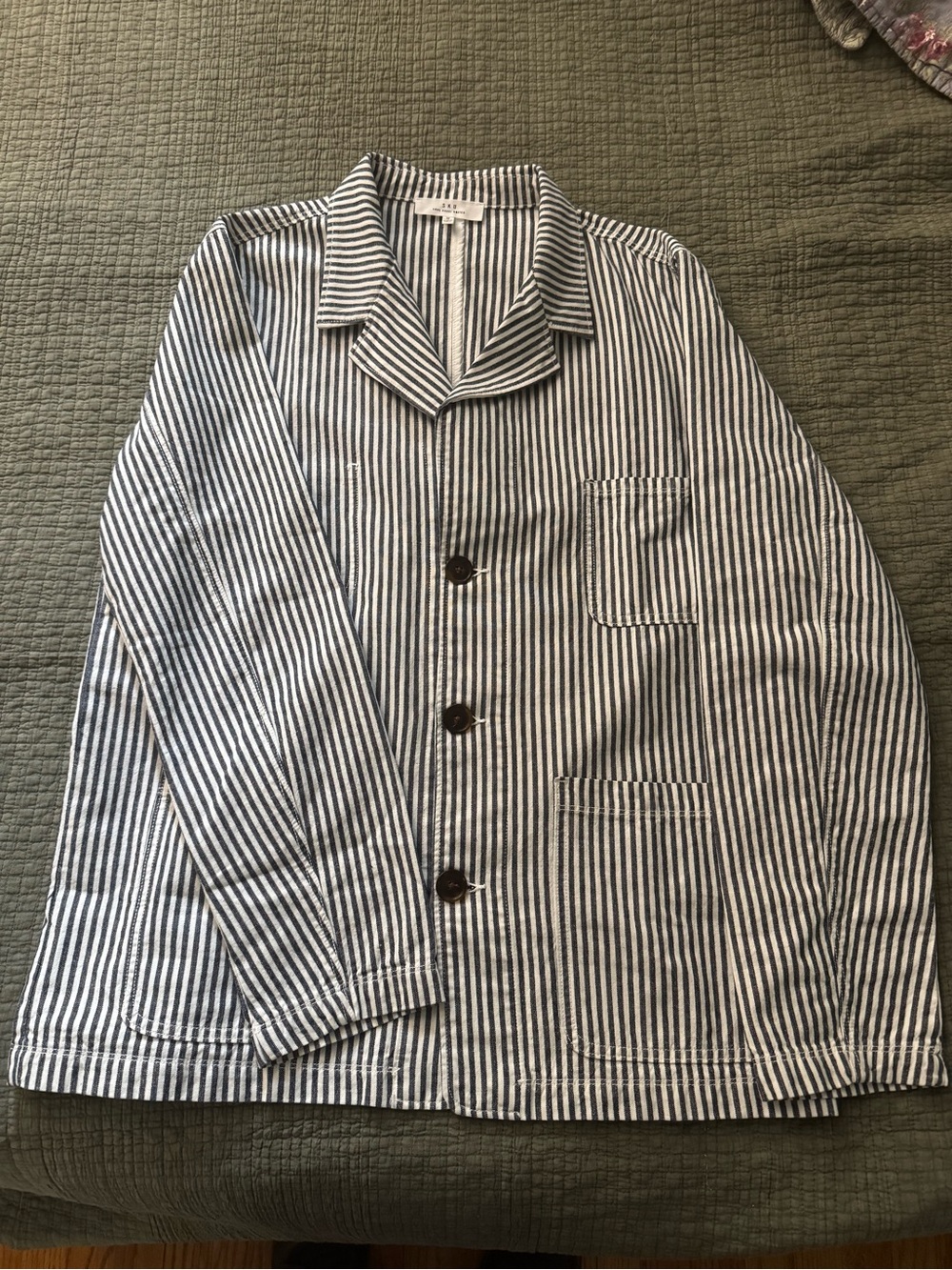 Save Khaki United Cotton Hemp Railroad Stripe Chore Blazer – M – Made in USA